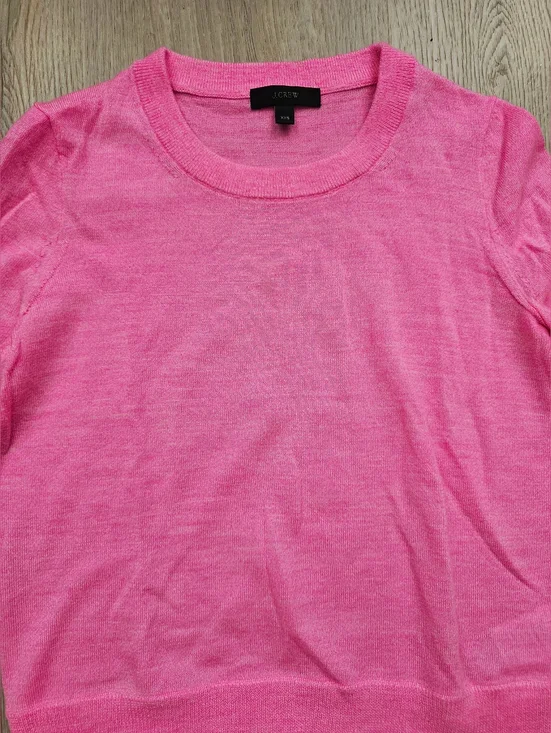 J Crew Merino Wool Bright Pink Crewneck Sweater Xxs - Picture 7 of 11